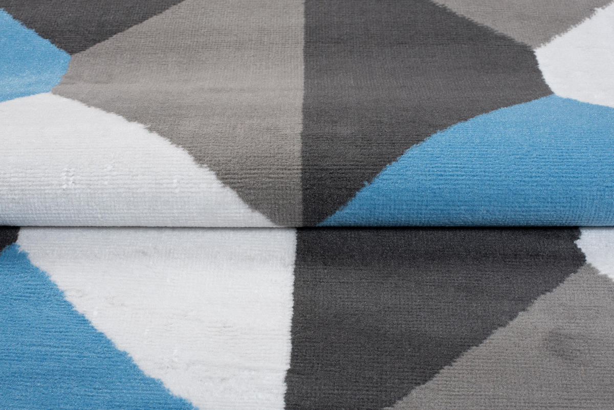 TEPPICH MAYA Blau Vierecke Geometrisch Figuren 250/300 cm - Blau, Textil (250/300cm) - Tapiso