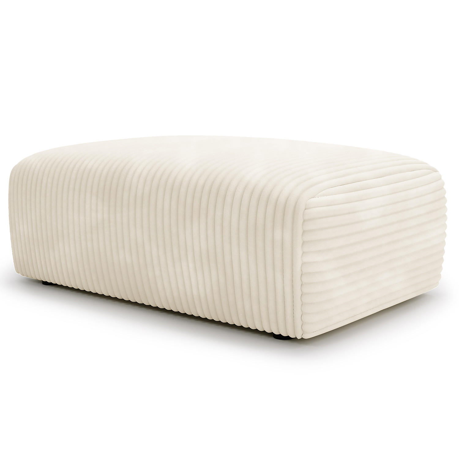 POLSTERHOCKER - Cord - Creme/Schwarz, Kunststoff/Textil (110/40/72cm) - home24