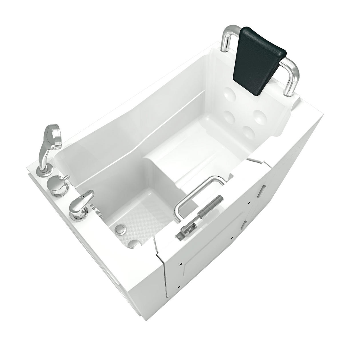 SITZBADEWANNE Senioren Sitzwanne mit Tür S08-C-R 110x68cm - Weiß, Glas/Kunststoff (68/114/110cm) - AcquaVapore by Sandra Jentho