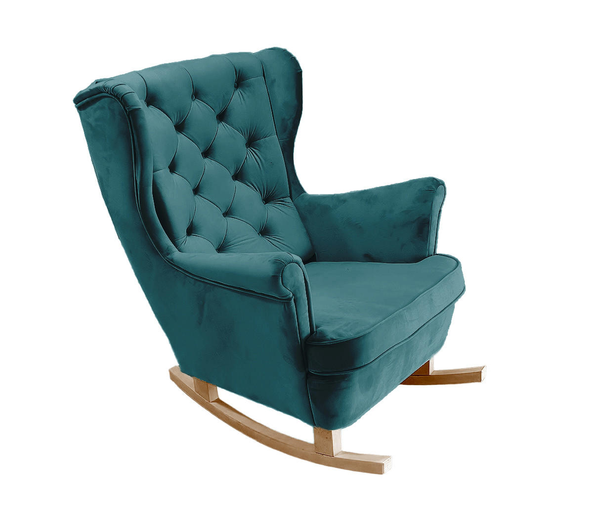 SCHAUKELSESSEL mit gepolstertem Sitz und Armlehnen, 102x81x95 cm, Marine_29860 - Buchefarben/Petrol, Holz/Textil (81/102/95cm) - DomoHome