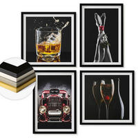 WANDBILDER 4er-Set - 50x50 cm & 40x60 cm Schwarzer Rahmen - Frauenbeine Rosenwagen Wein - Schwarz, Kunststoff (50/50cm) - ArtPrintCave