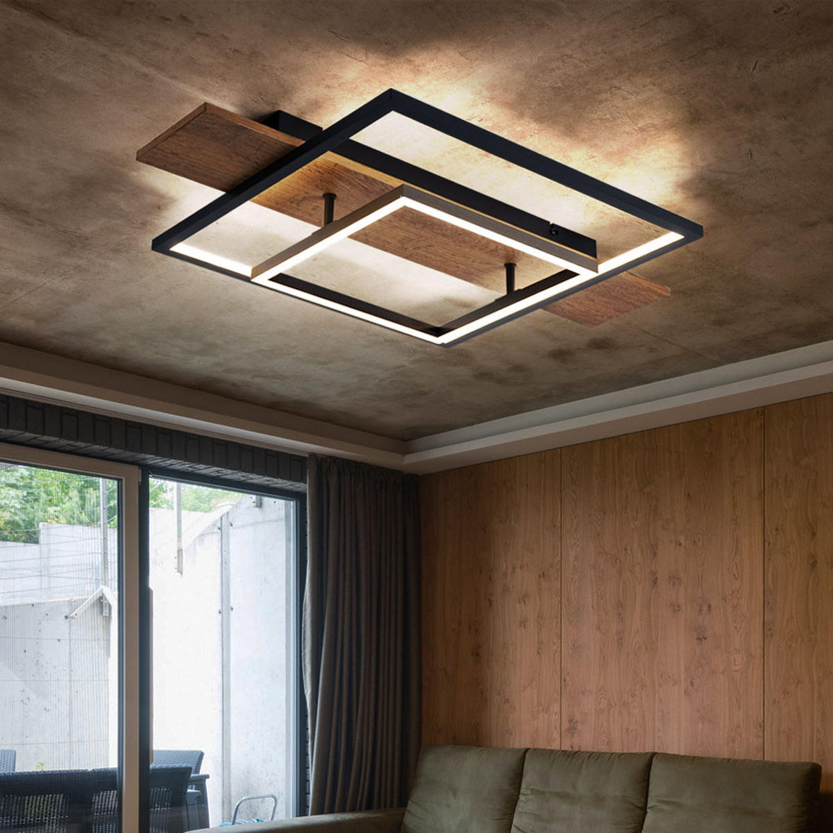 LED DECKENLEUCHTE VANNI Metall Braun - Braun, Metall (60/40/10cm) - Globo Lighting