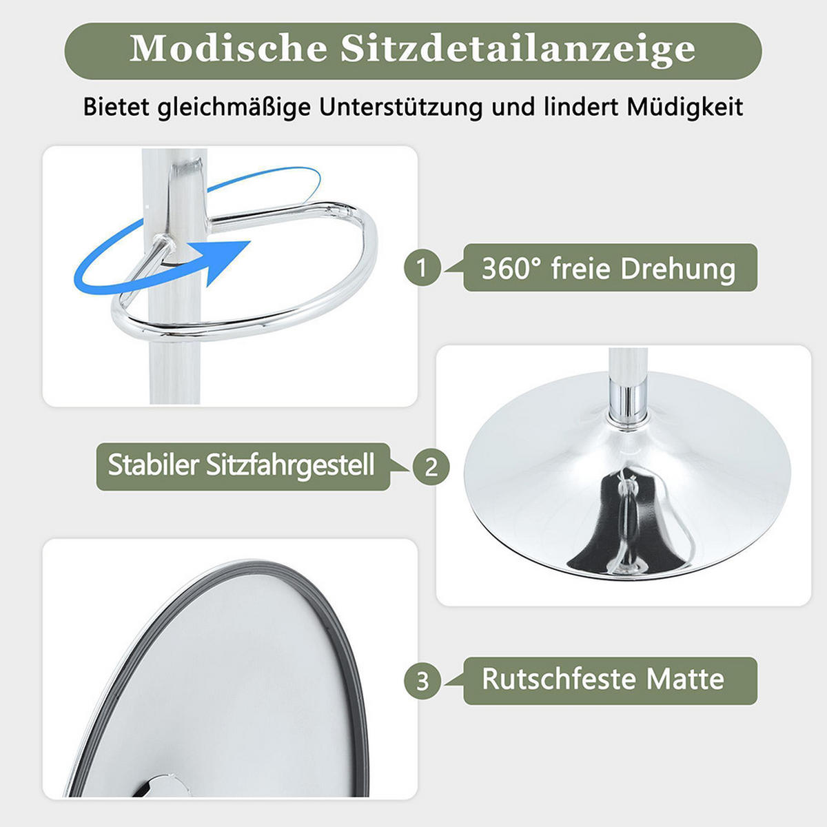 BARHOCKER-SET(2ER-SET) mit Armlehnen, um 360° drehbar, Hellgrau - Hellgrau, Textil (37.6/118/45cm) - KOMHTOM