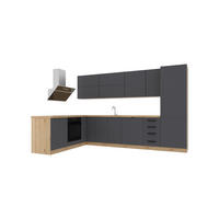 ECKKÜCHE 330 x 210 cm – Nexa K53-G330 – in Grau / Matt - Schwarz/Grau, Holz/Metall (330/212/58cm) - ROYAL24_MARKT