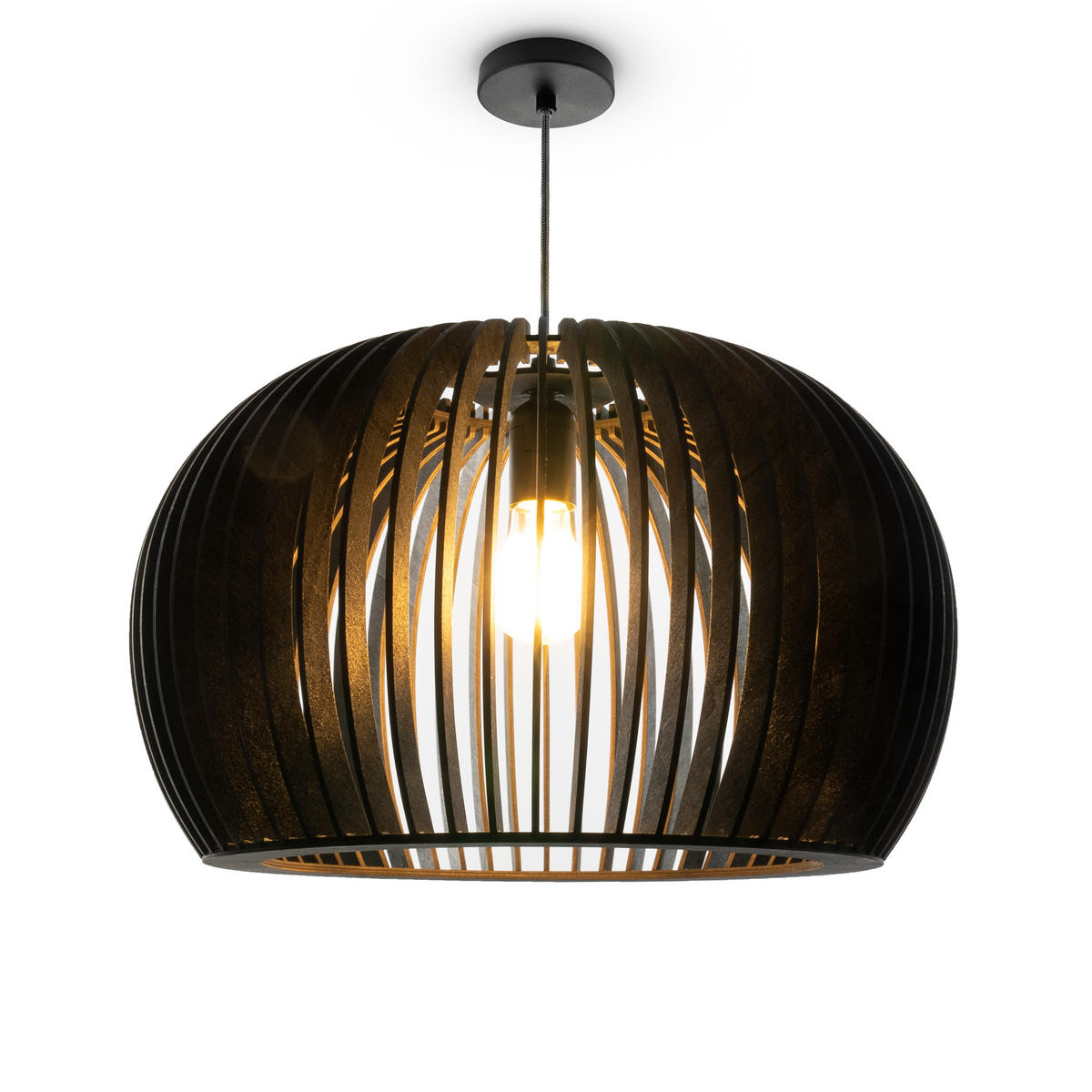 PENDELLEUCHTE Pulu S - Schwarz, Holz (45/45/27.5cm) - Paco Home