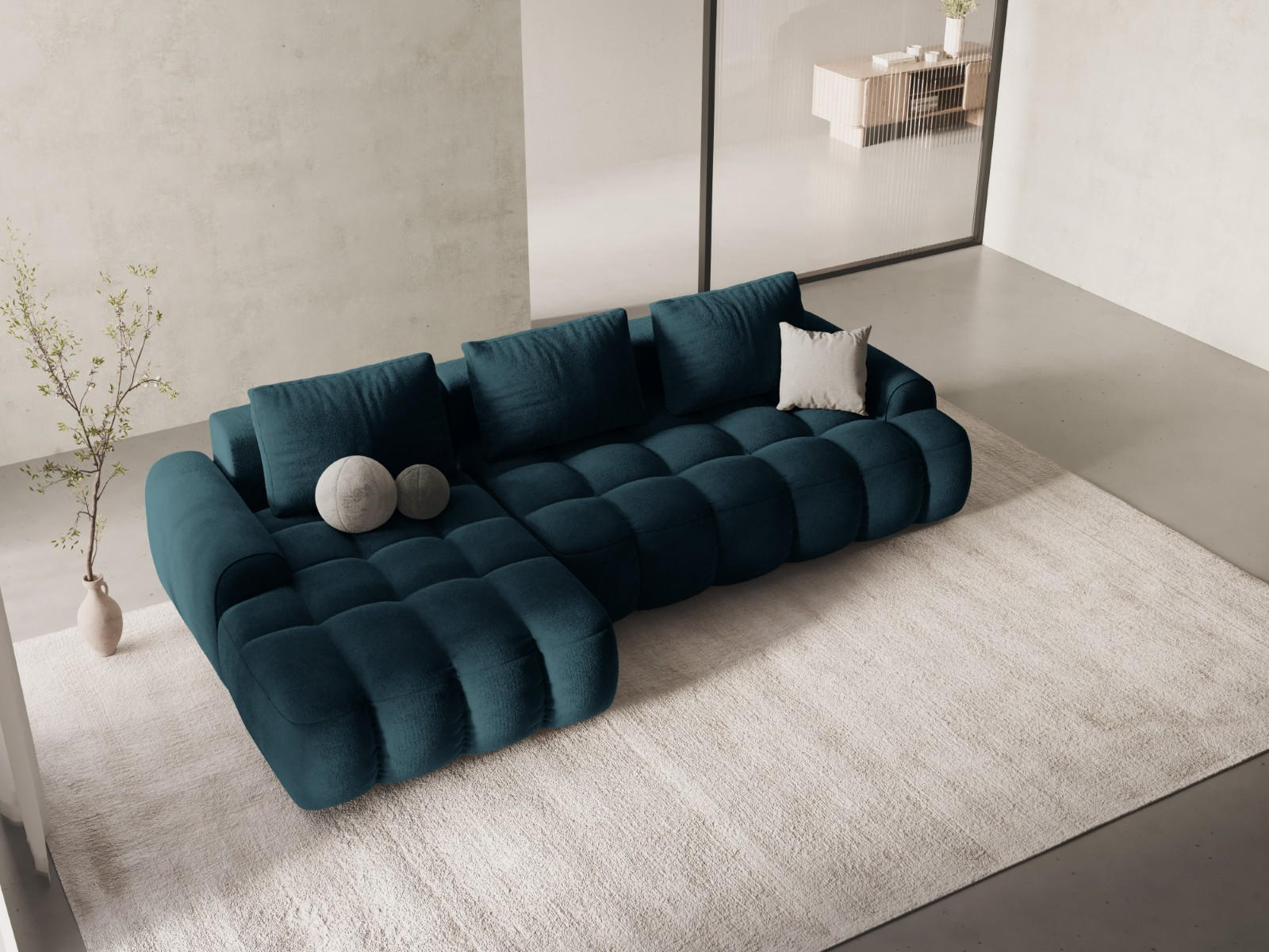 Thumbnail - Cosmopolitan Design Ausklappbares-Ecksofa, Petrol, Textil, 3-Sitzer, 275x142 cm, Wohnzimmer, Sofas & Couches, Wohnlandsc...