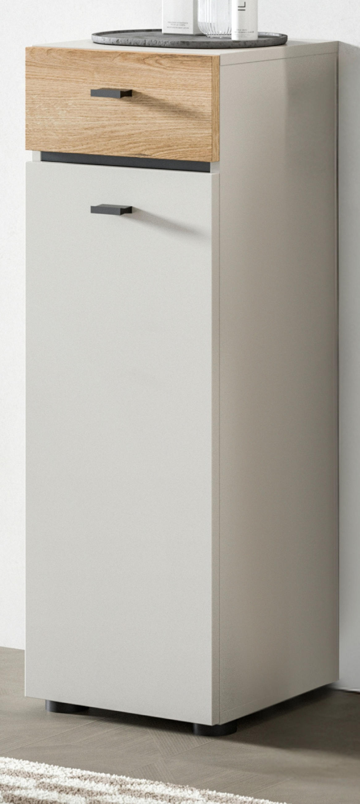 BADKOMMODE Kaschmir, Evoke Eiche 32 cm, Midischrank mit wechselbarem Türanschlag - Kaschmir/Eichefarben, Holzwerkstoff/Kunststoff (32/91/30cm) - Inn.Furn