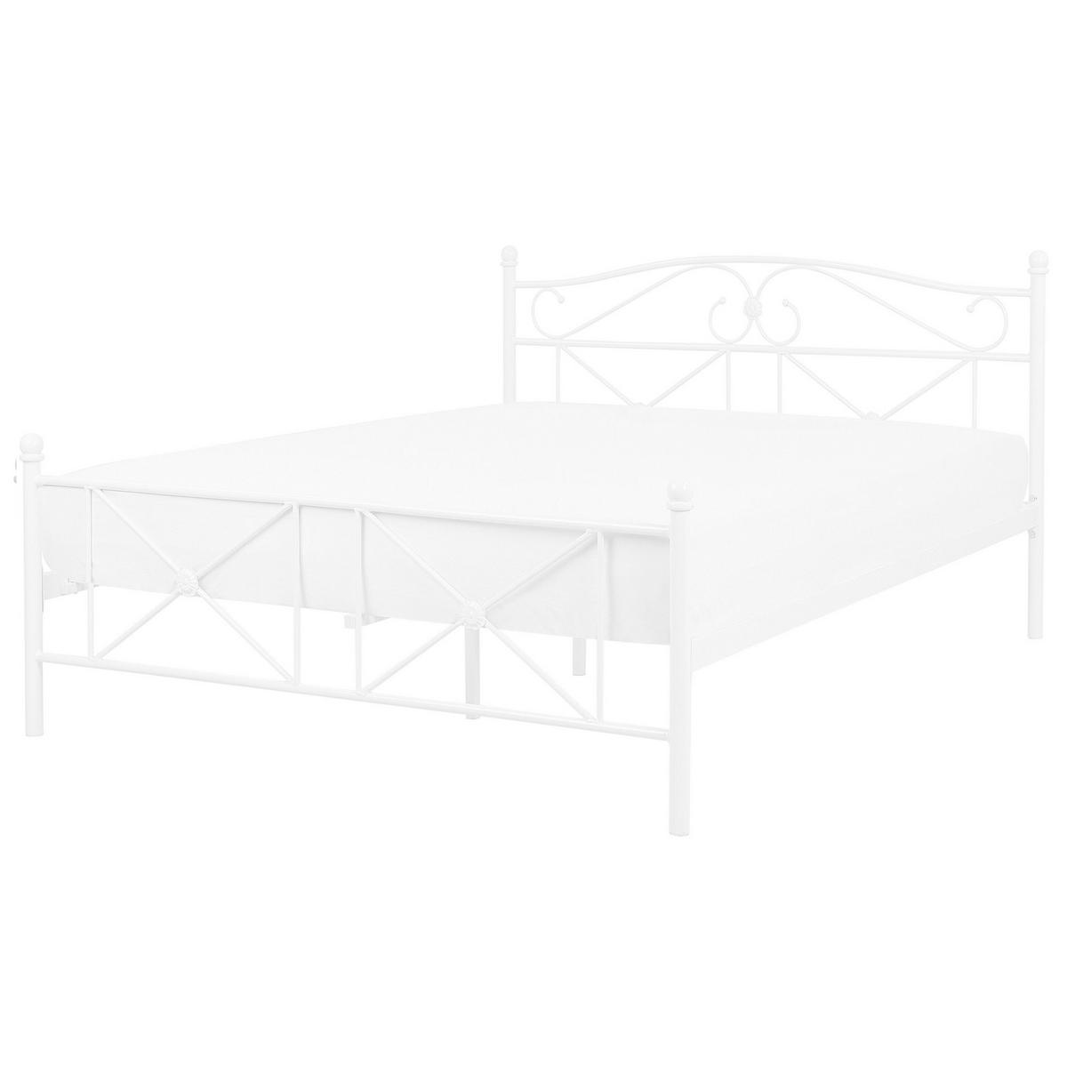 BETT mit Lattenrost 140x200 cm Weiß Rodez - Weiß, Metall (140/200cm) - Beliani