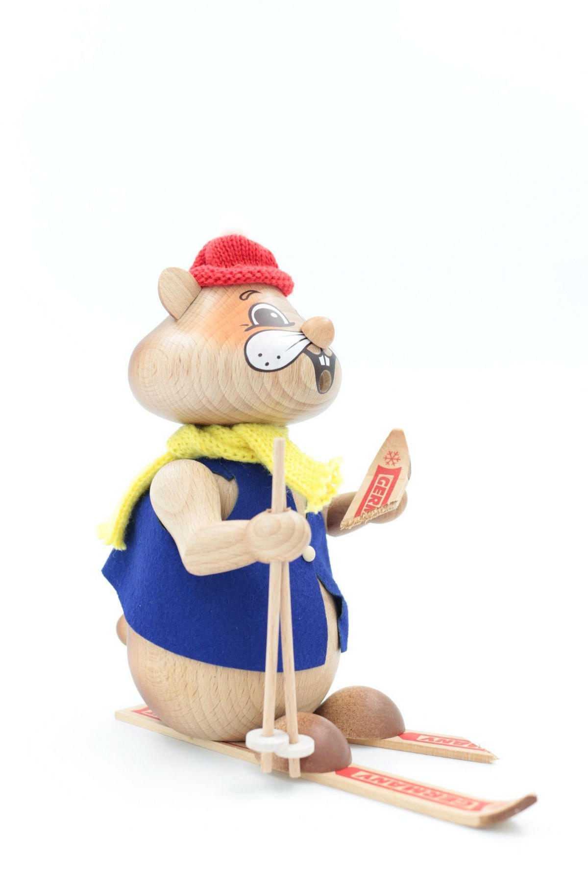 RAUCHFIGUR Hamster Skiunfall 18 cm - Multicolor, Holz (12/18/0.1cm)