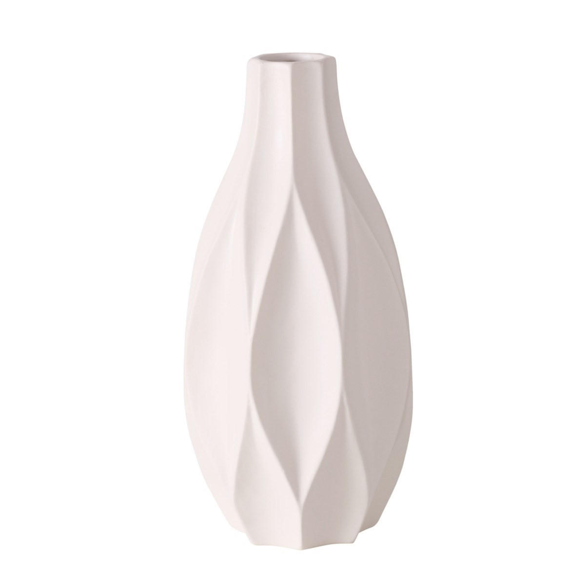 DEKO-VASE matt Avantika 16/16/30 cm - Weiß, Keramik (30cm) - Boltze Home