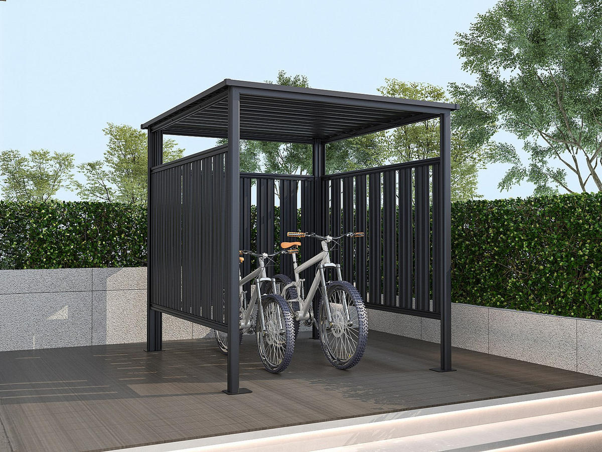 FAHRRADBOX - 170 cm x 196 cm - metall - anthrazitgrau Coperno - Anthrazit, Metall (170/210/196cm) - Vente-Unique