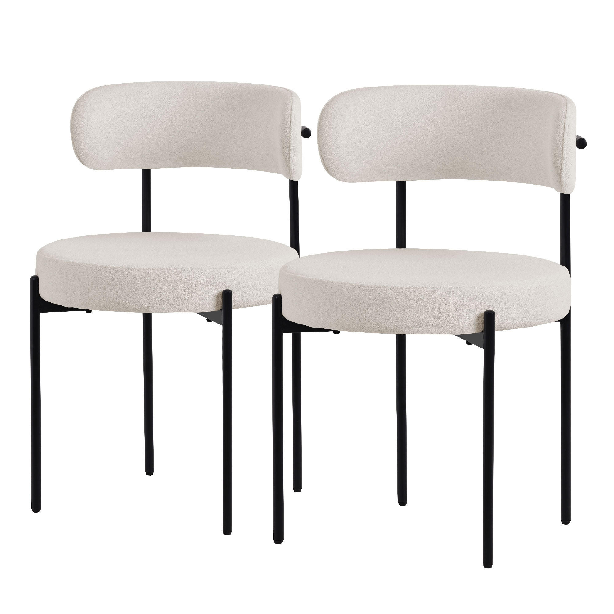 ML-DESIGN JÍDELNÍ ŽIDLE, SADA 2 KS, bílá, plyšová látka