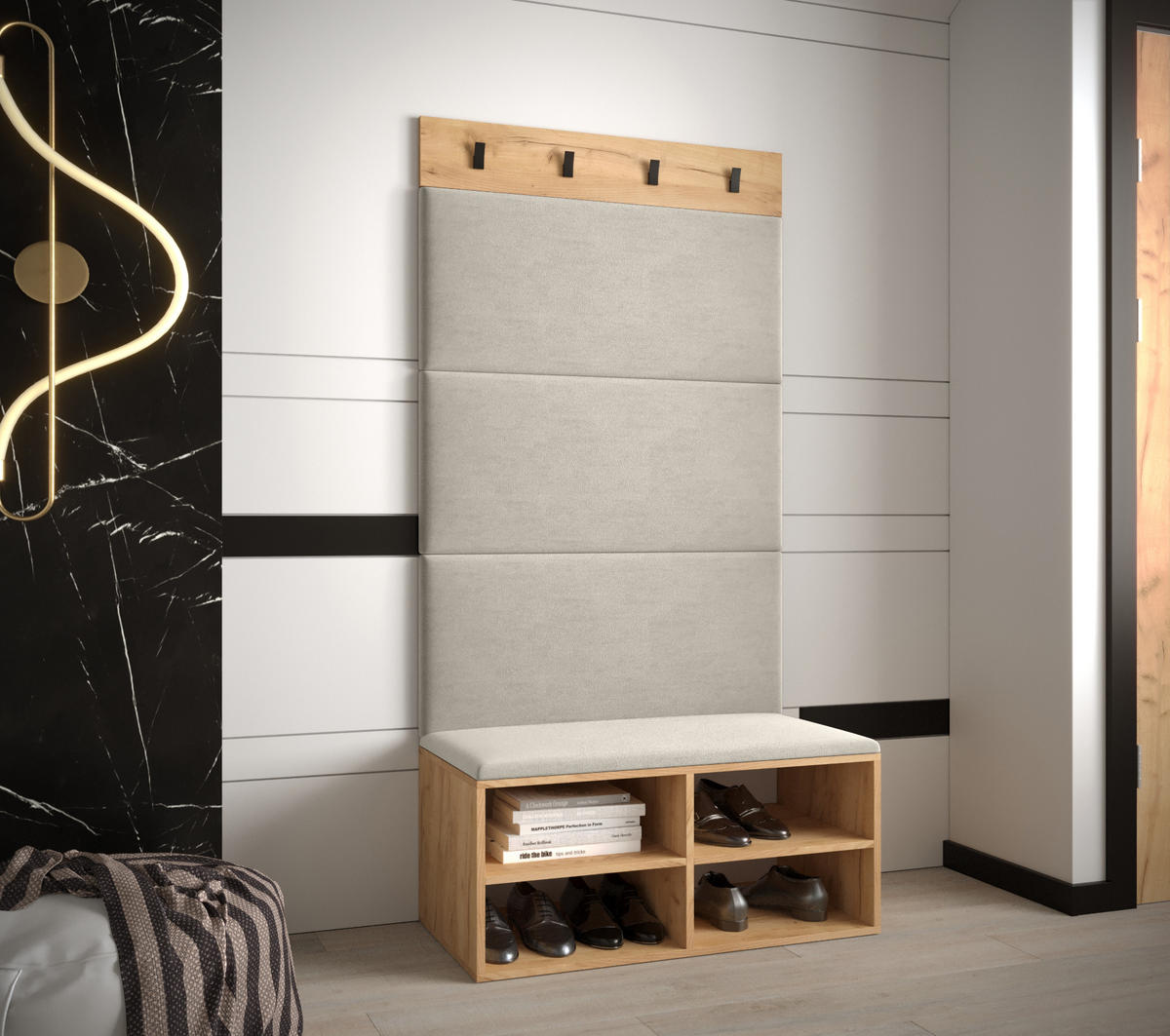 GARDEROBEN-SET 84/184/42 - Eichefarben/Creme, Holz (84/184/42cm) - MÖBEL KRYSPOL