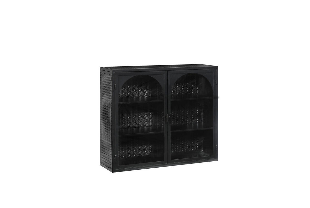 KÜCHENOBERSCHRANK 70/23/60 cm in Schwarz mit Glasfront und 2 Türen - Schwarz, Glas (70/60/23cm) - BEAOK