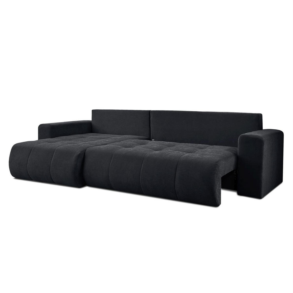 ECKSOFA Gepolstertes CLOUD mit Schlaffunktion und Bettkasten, Wind 99 - Schwarz, Textil (277/143cm) - Lookway