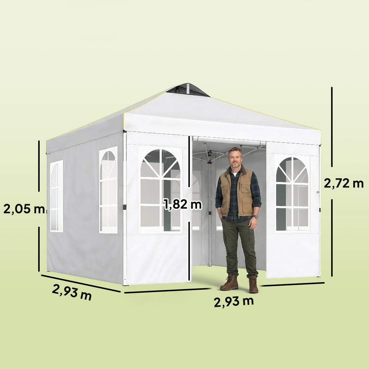 PAVILLON, Pop-up-Faltzelt mit UPF 50+, 4 abnehmbaren Seitenwänden, 3x3 m,Weiß - Weiß, Metall (293/272/293cm) - Vallsero