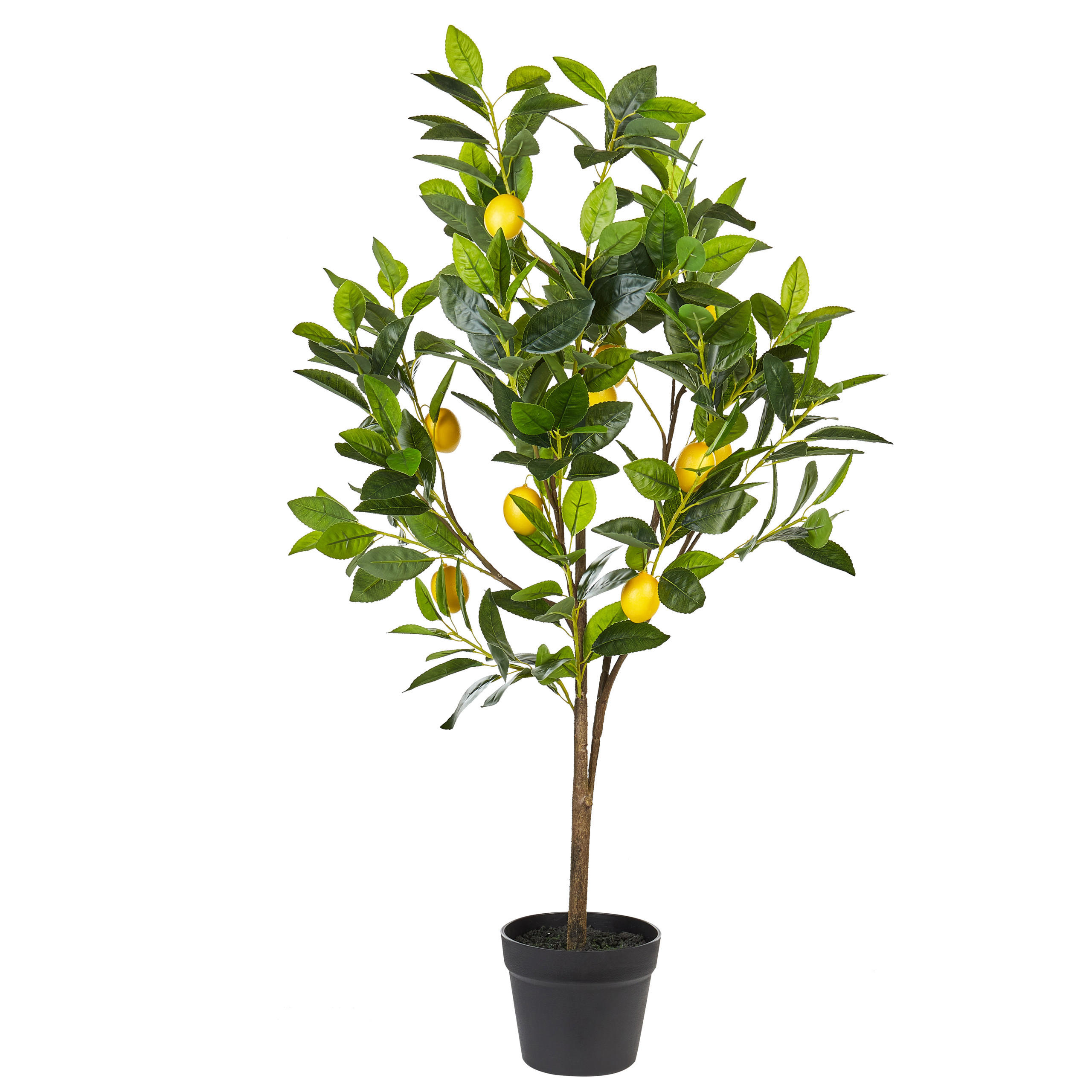 KUNSTPFLANZE im Blumentopf 105 cm Grün/Schwarz Lemon Tree - Schwarz/Grün, Kunststoff (105cm) - Beliani