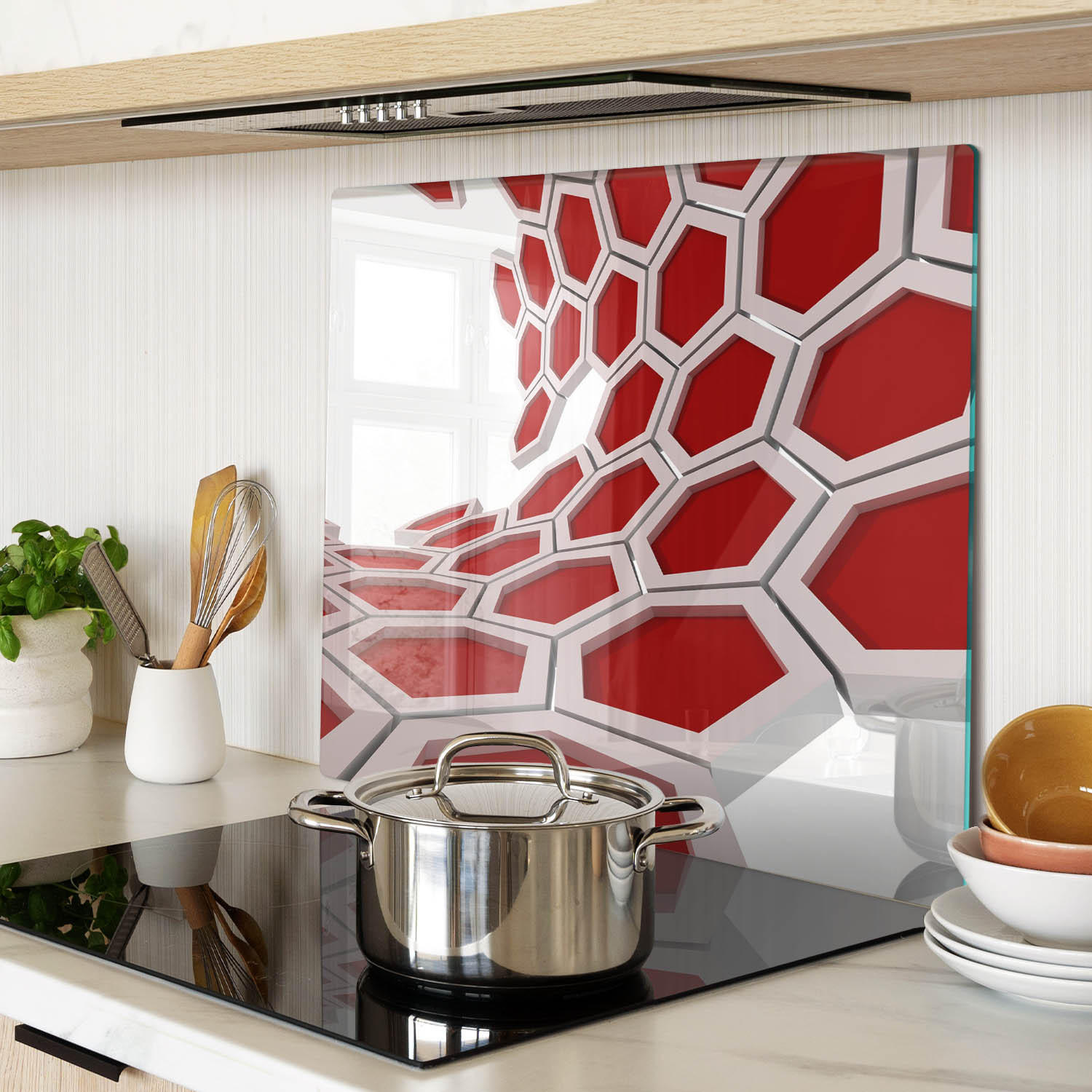GLASPLATTE 60x52 cm 3D - Weiß/Grau, Glas (60/0.4/52cm) - TULUP