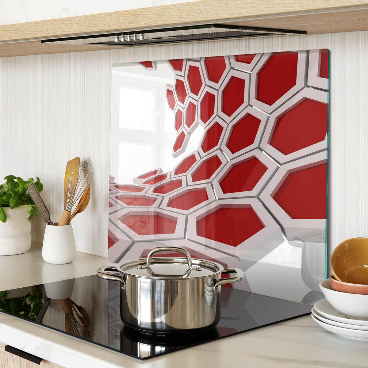 GLASPLATTE 60x52 cm 3D - Weiß/Grau, Glas (60/0.4/52cm) - TULUP