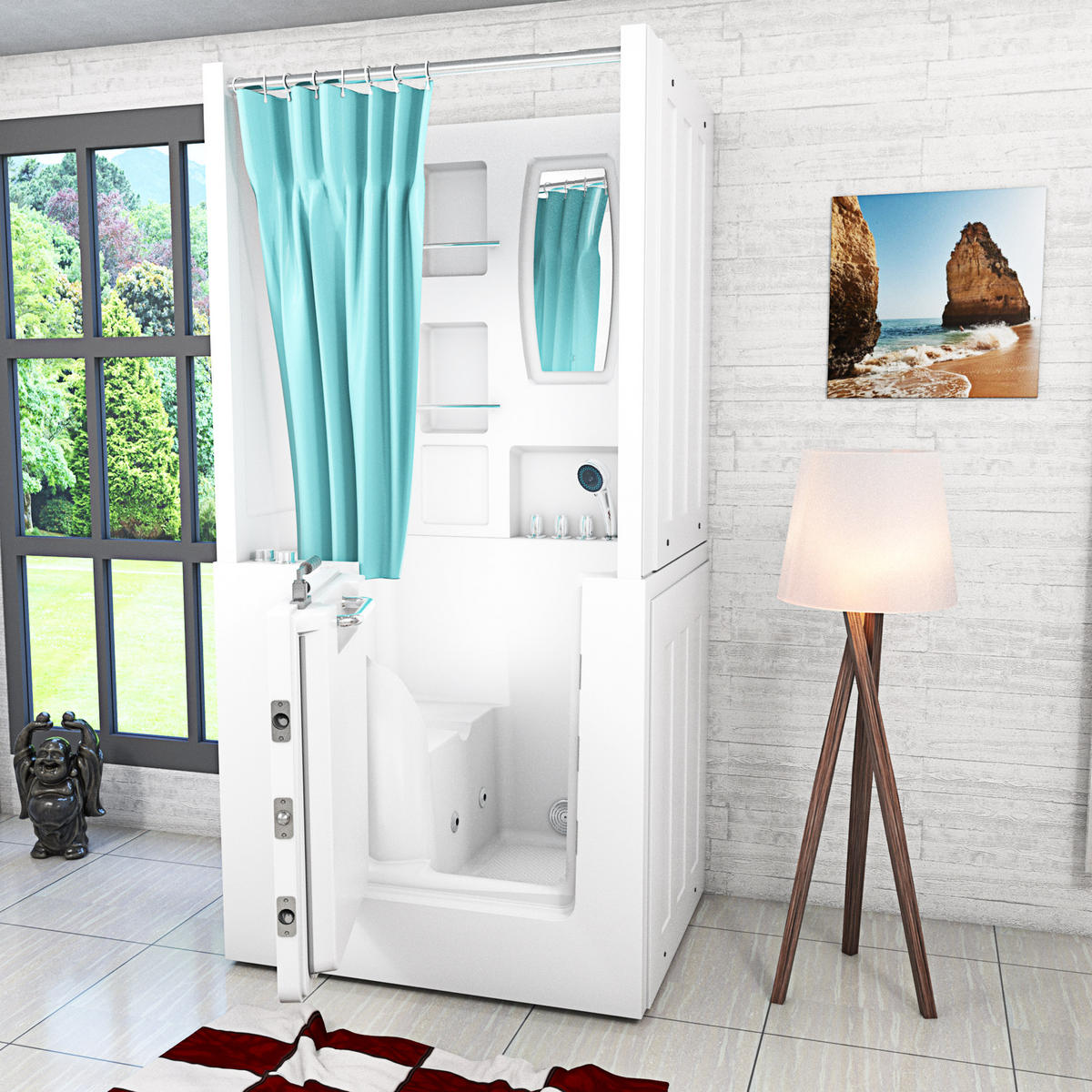 WHIRLPOOL-SENIORENDUSCHE S02D-WP-TH-B-L Weiß - Weiß, Glas/Kunststoff (100/78/205cm) - AcquaVapore by Sandra Jentho