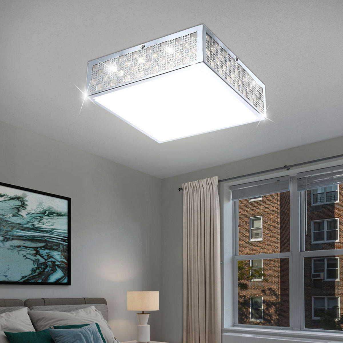 LED DECKENLEUCHTE KELII Silber Metall - Silberfarben, Metall (30/30/9cm) - Globo Lighting