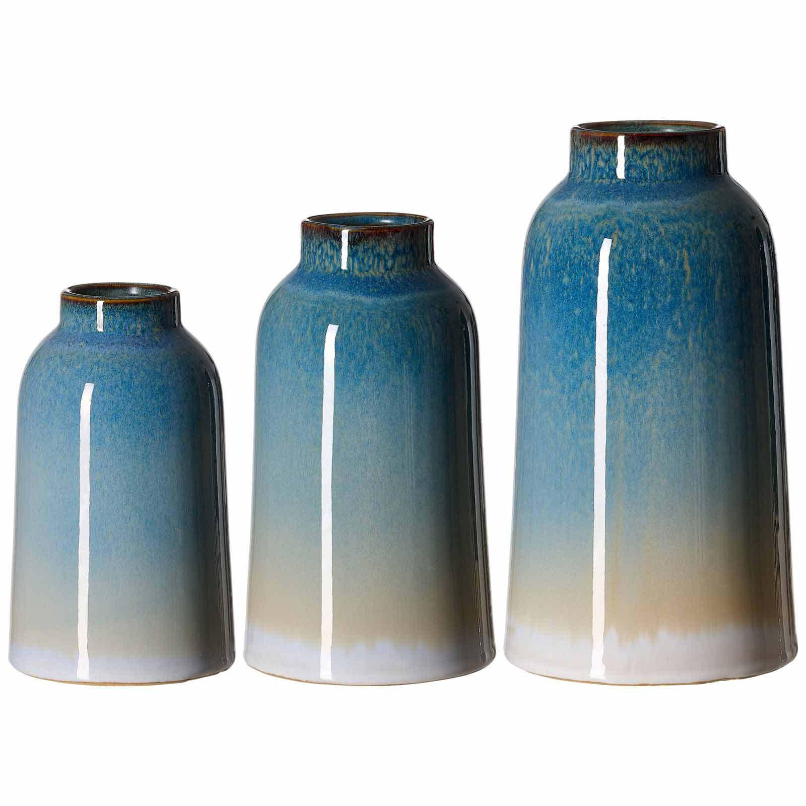 VASEN Leria blau 3er Set - Blau, Keramik (1cm) - Ritzenhoff Breker