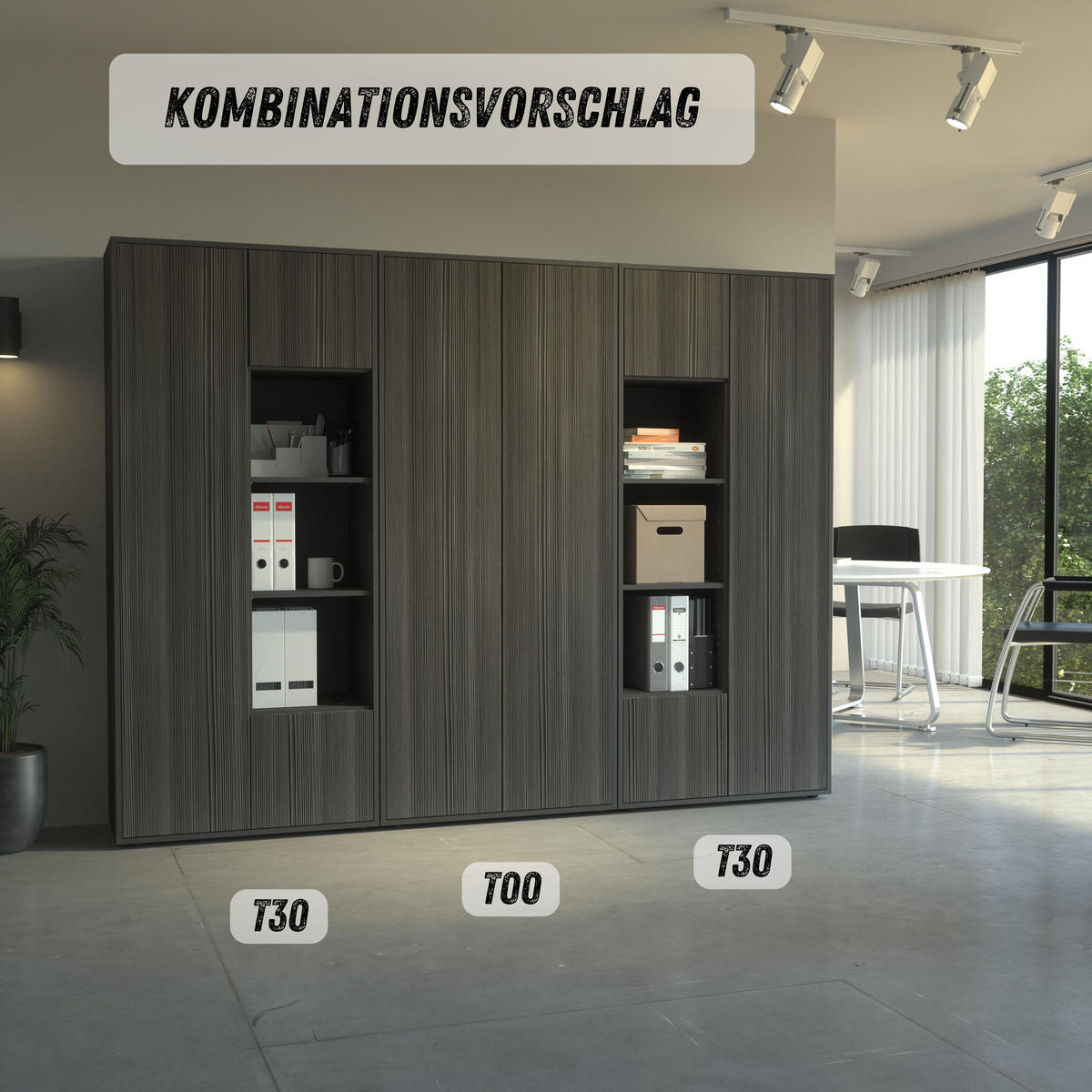 AKTENSCHRANK Amira T30 Avola Anthrazit 180/80/40 cm - Anthrazit, Holzwerkstoff (80/180/40cm) - SIMPLYFURN
