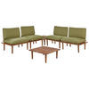 4-SITZER LOUNGE SET zertifiziertes Akazienholz hellbraun modular Auflagen olivgrün Frascati - Hellbraun/Grün, Holz (70/70/80cm) - Beliani