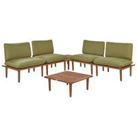 4-SITZER LOUNGE SET zertifiziertes Akazienholz hellbraun modular Auflagen olivgrün Frascati - Hellbraun/Grün, Holz (70/70/80cm) - Beliani
