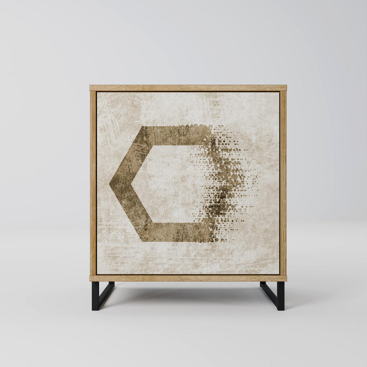 SIDEBOARD HEXAGONAL SHAPES, Eichefarben, 57,5x42x57,5 cm, Ohne Füße - Eichefarben/Multicolor, Holzwerkstoff (57.5/57.5/42cm) - SpaceRebels