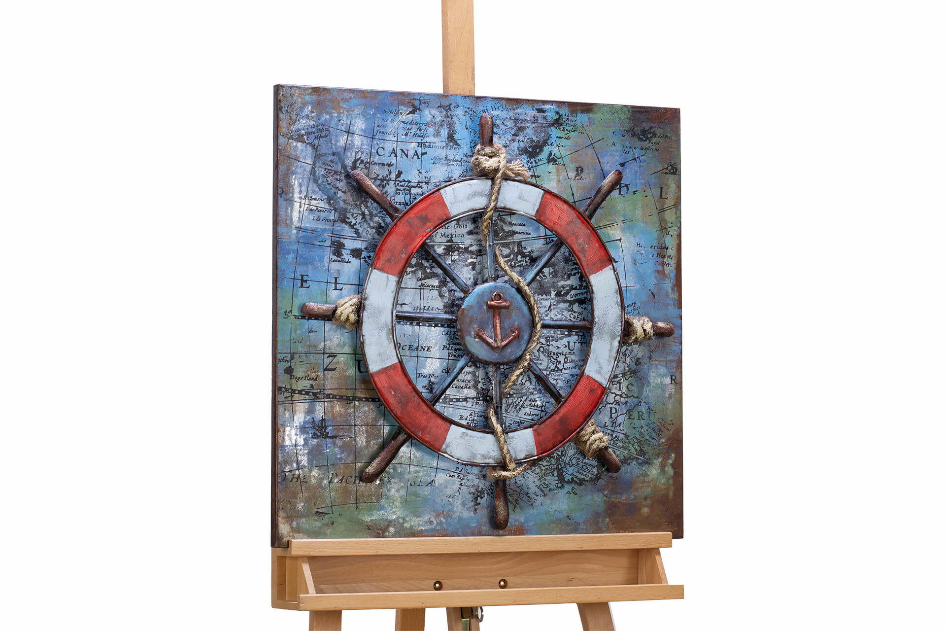 Kunstloft Metallbild Blau, Rot 2.5x60 cm