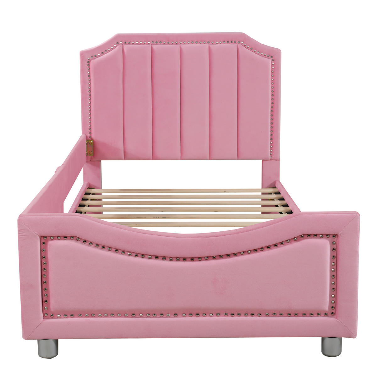 POLSTERBETT 90/200 cm in Rosa mit gepolstertem Kopfteil und Lattenrost - Pink, Holz (90/200cm) - BEAOK