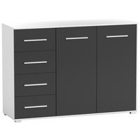 KOMMODE - Highboard IRYS 01 2D4S Weiß + Schwarz - Schwarz/Weiß, Holzwerkstoff (135/95/45cm) - Möblo