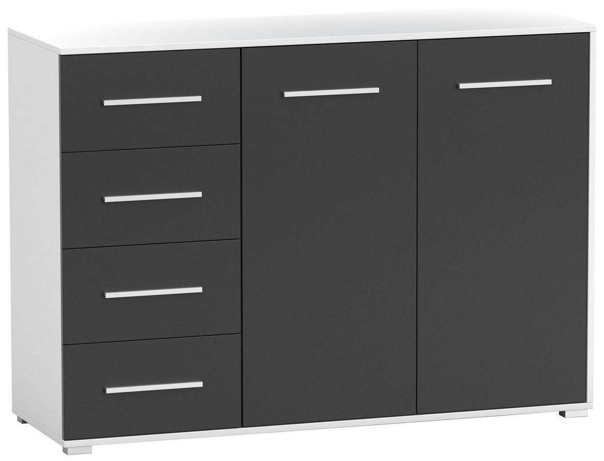 KOMMODE - Highboard IRYS 01 2D4S Weiß + Schwarz - Schwarz/Weiß, Holzwerkstoff (135/95/45cm) - Möblo