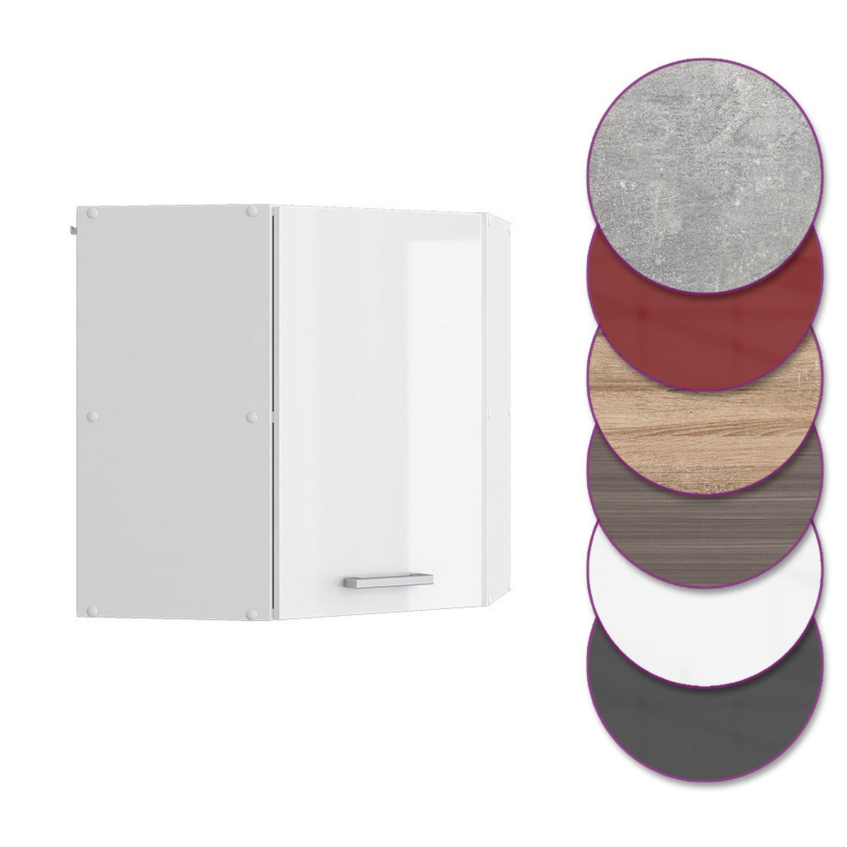 ECKHÄNGESCHRANK R-Line Weiß Hochglanz 57 cm - Weiß Hochglanz/Weiß, Holzwerkstoff (57/60/34.1cm) - Vicco
