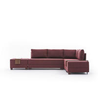 ECKSOFA mit rollbarer Schlaffunktion - Rot/Walnussfarben, Holz/Textil (210/280cm) - myHomelando