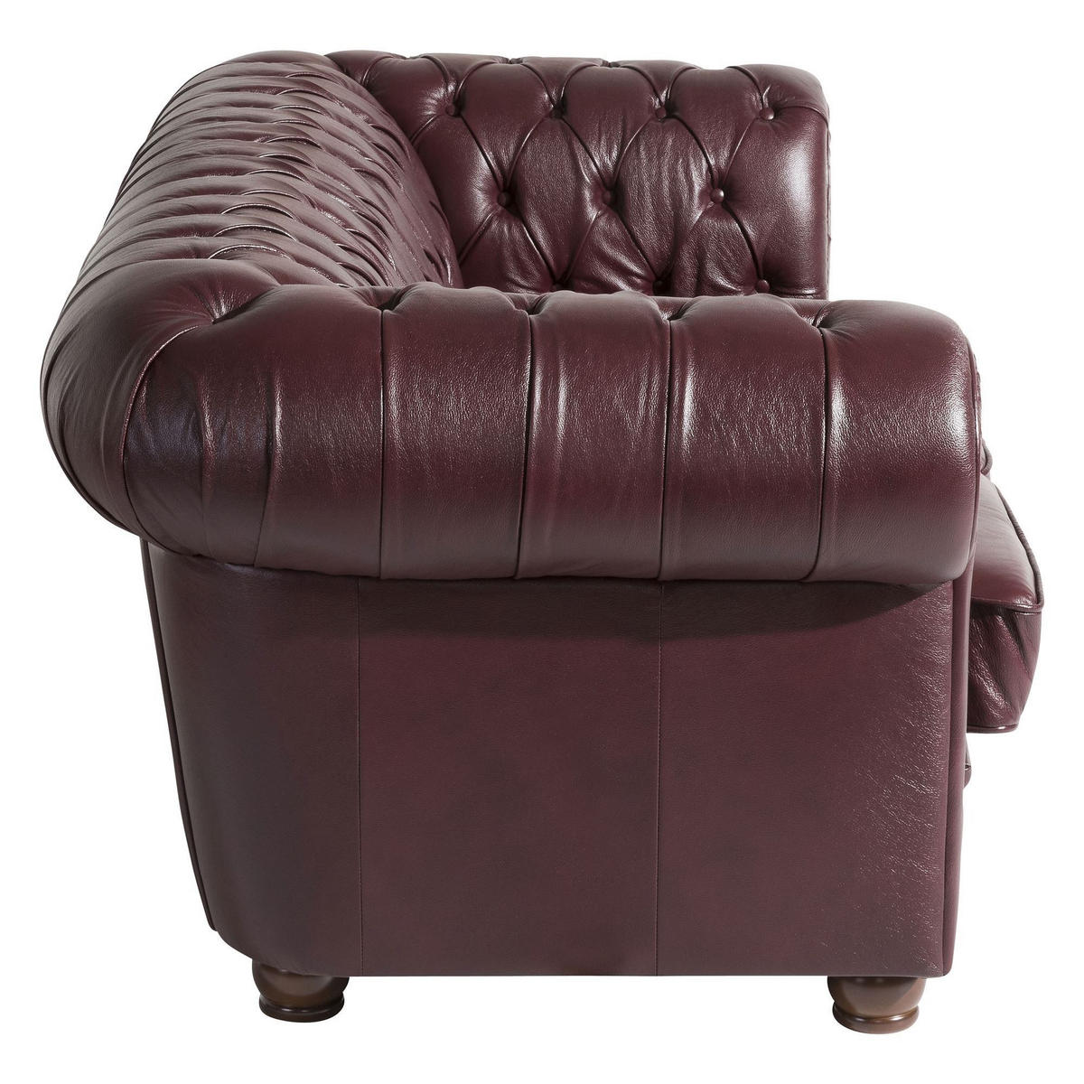 SOFA 3-Sitzer Kalea Bezug Wischleder Buche nussbaum dunkel / rot - Rot, Leder (200/76/98cm) - 58aufmkessel