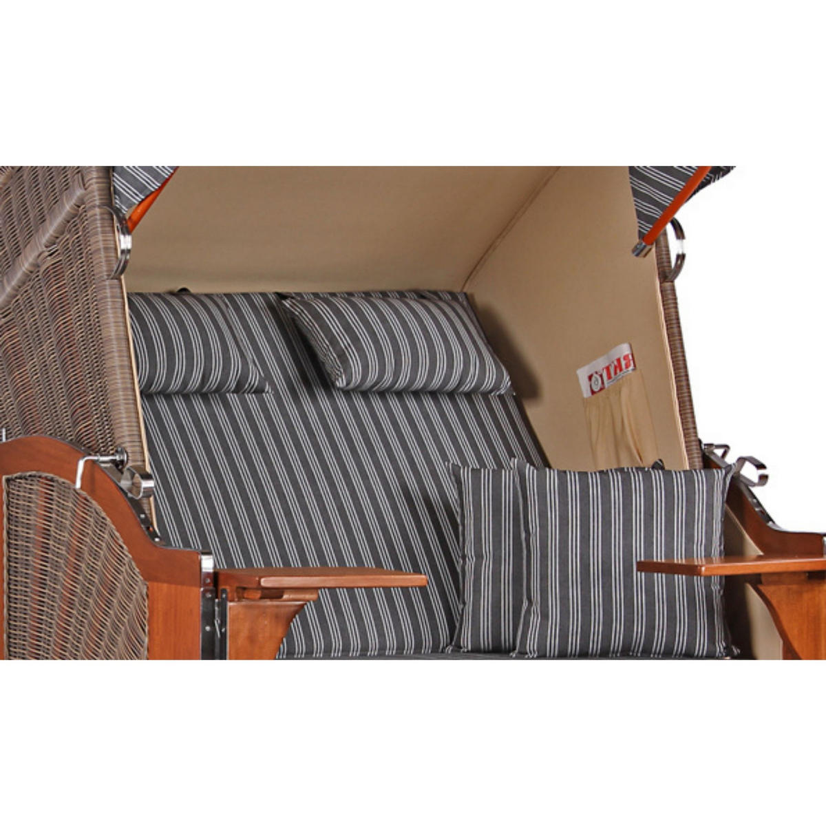 STRANDKORB Seeblick 2 Sitzer Mahagoni - Braun/Grau, Metall (125/170/80cm) - Mr. Deko