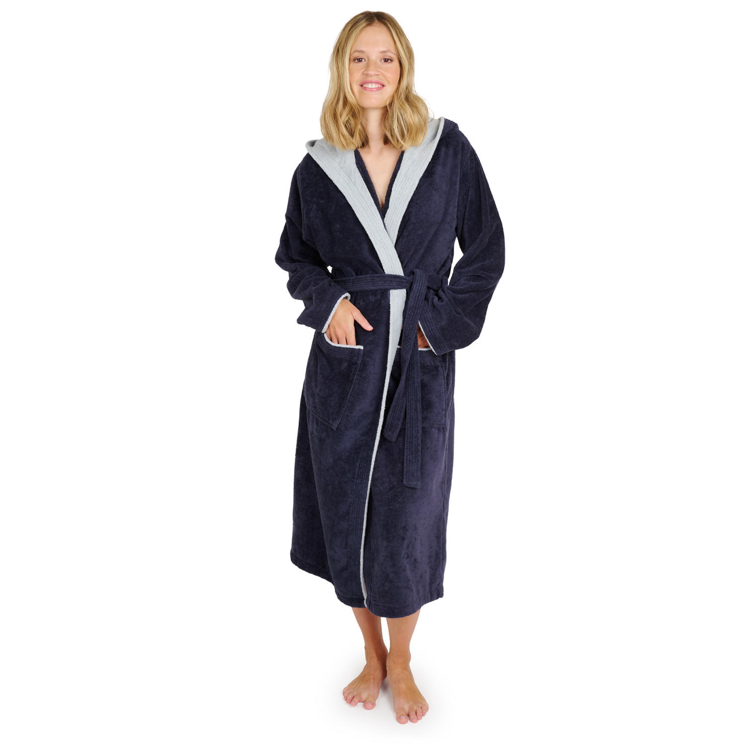 BADEMANTEL Cotton Ida: S, Dunkelblau - Dunkelblau, Textil (Snull) - Blumtal
