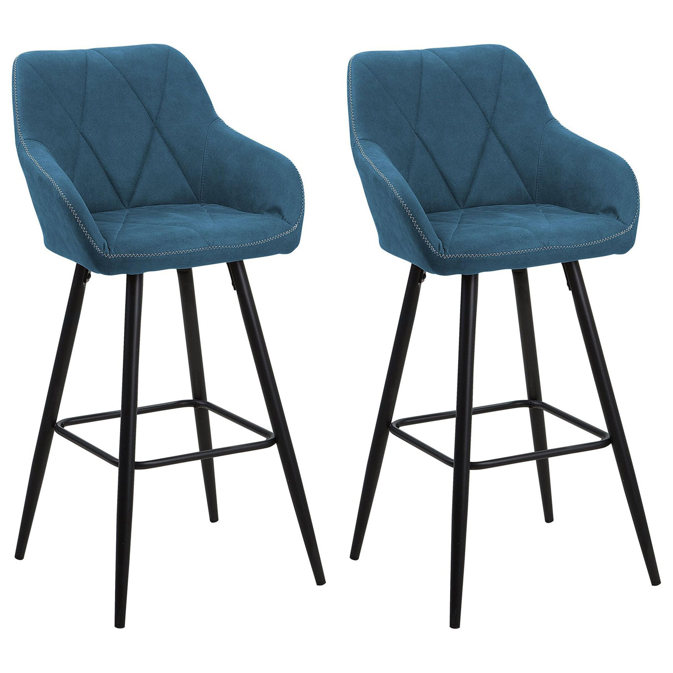BARSTUHL 2er-Set Polsterbezug Blau Darien - Blau, Textil/Metall (44/104/41cm) - Beliani