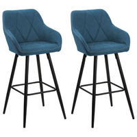 BARSTUHL 2er-Set Polsterbezug Blau Darien - Blau, Textil/Metall (44/104/41cm) - Beliani