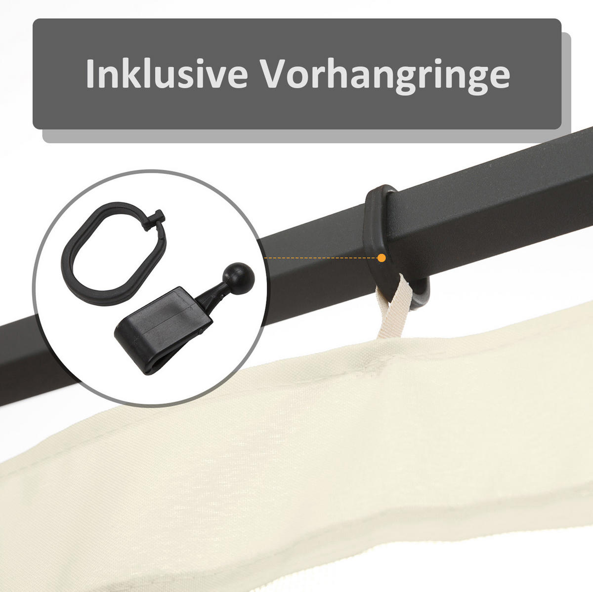 PAVILLON-MOSKITONETZ 300/400 cm schwarz aus Polyester mit Reißverschluss - Schwarz, Textil (207/1/352cm) - OKWISH