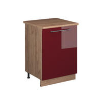 SPODNÁ SKRINKA POD DREZ Fame-Line, Bordeaux vysoký lesk/Dub Goldkraft, 60 cm - dub medový/bordová, kompozitné drevo (60/82/60cm) - Vicco