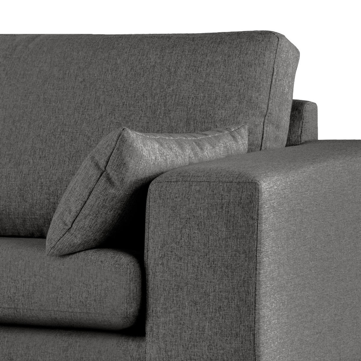 ECKSOFA mit Ottomane - Eichefarben/Dunkelgrau, Eichenholz/Textil (287/219cm) - home24