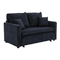 SCHLAFSOFA 139/83/58 cm ausziehbar mit Schlaffunktion und Seitentaschen, Schwarz - Schwarz, Textil (139/83/73cm) - Redom