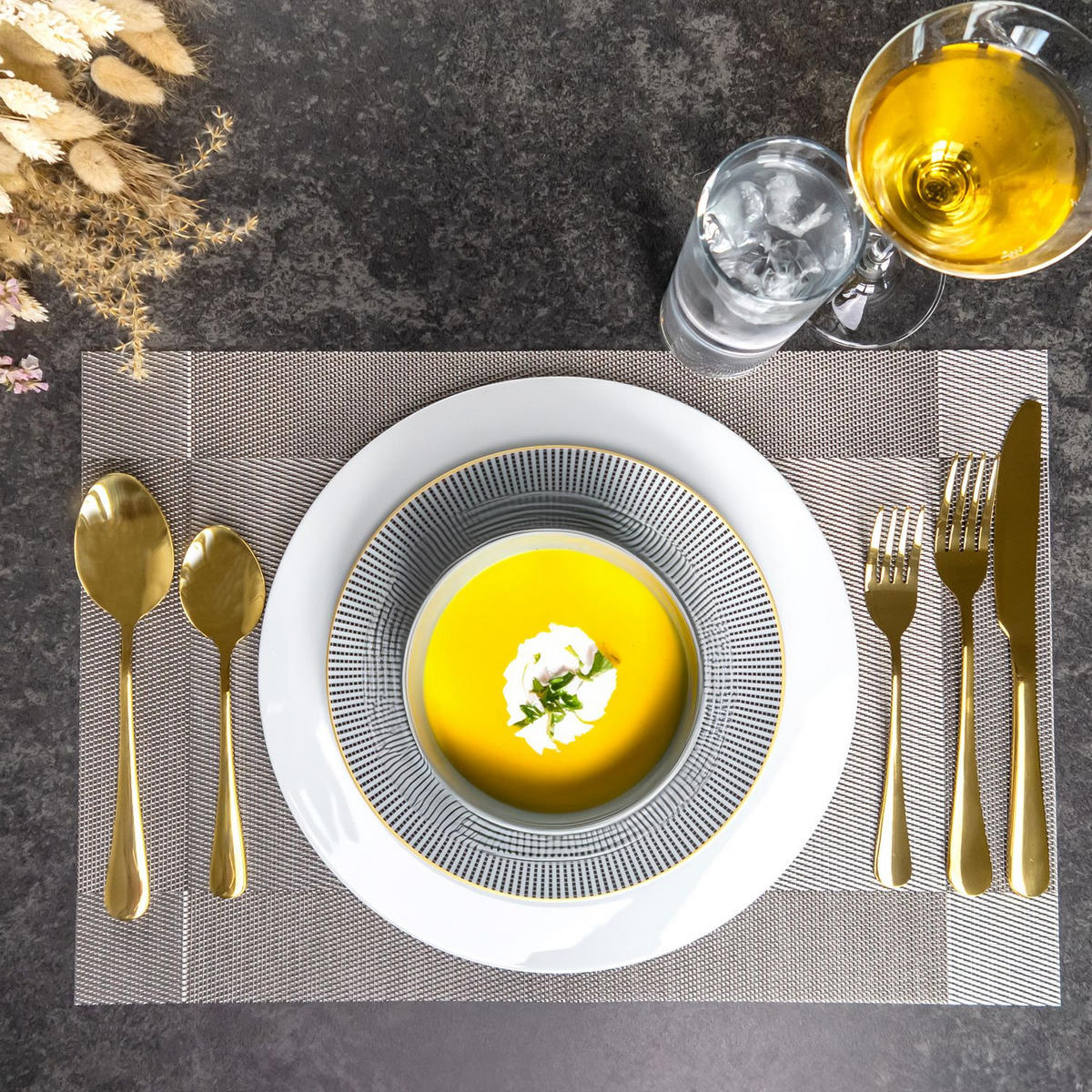 ESSBESTECK 20-teiliges Set aus Edelstahl - Goldfarben, Metall - Intirilife