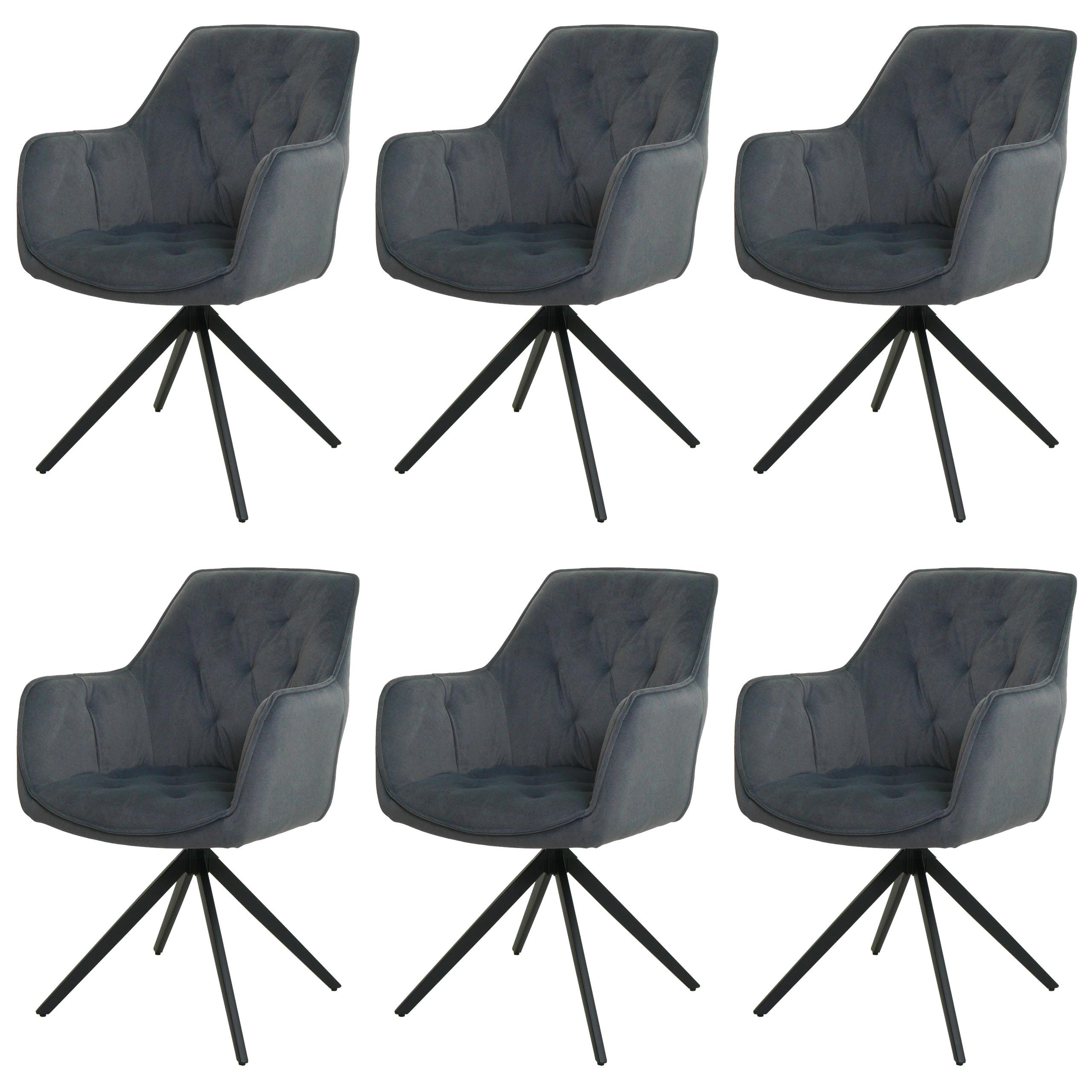 ESSZIMMERSTUHL Schwarz 6er-Set - Schwarz, Textil (55/87/60cm) - MCW