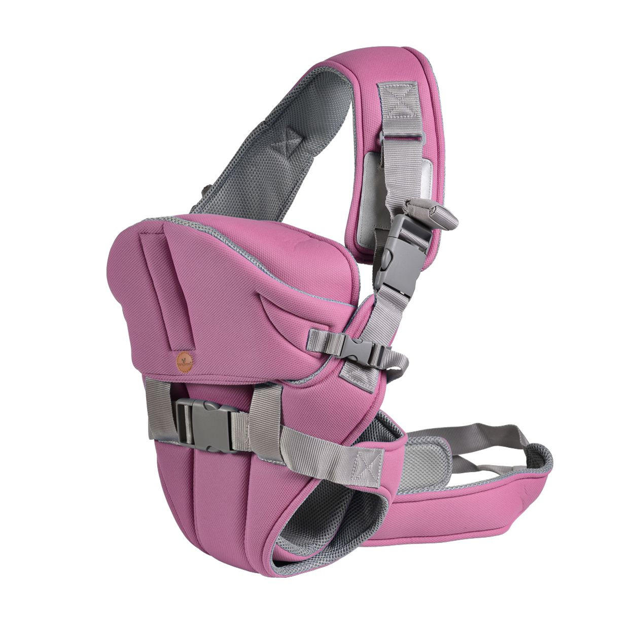 BABYTRAGE Carry go 2 in 1 pink Bauchtrage, Hüfttrage, abnehmbare Kopfstütze, Stillposition, 13 kg - Pink, Textil (24/35/13cm) - Moni