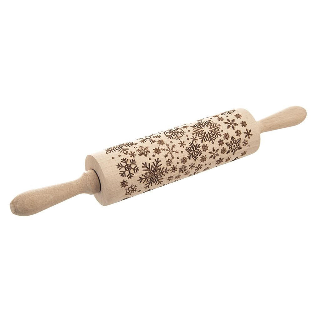 NUDELHOLZ Dekorativer drehbarer Schneeflocken aus Holz 39 cm - Buchefarben, Holz (6cm) - Orion 