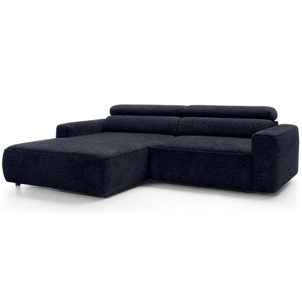 ROHOVÁ pohovka Fando s elektricky výsuvným sedákem, tmavě modrý ženil, levá - černá/tmavě modrá, textil/plast (252/182cm) - Selsey